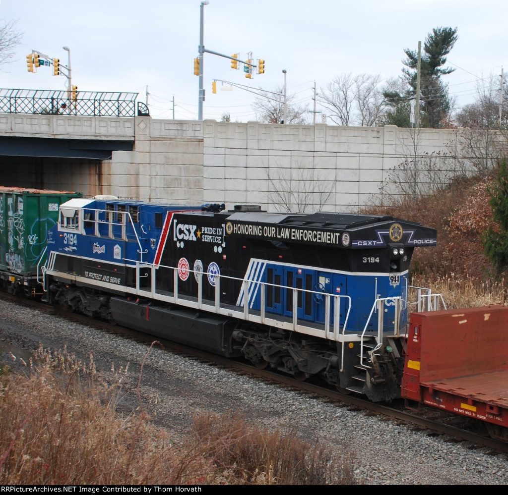 CSX 3194 is a DPU as it passes beneath Route 206 near TL's MP 50